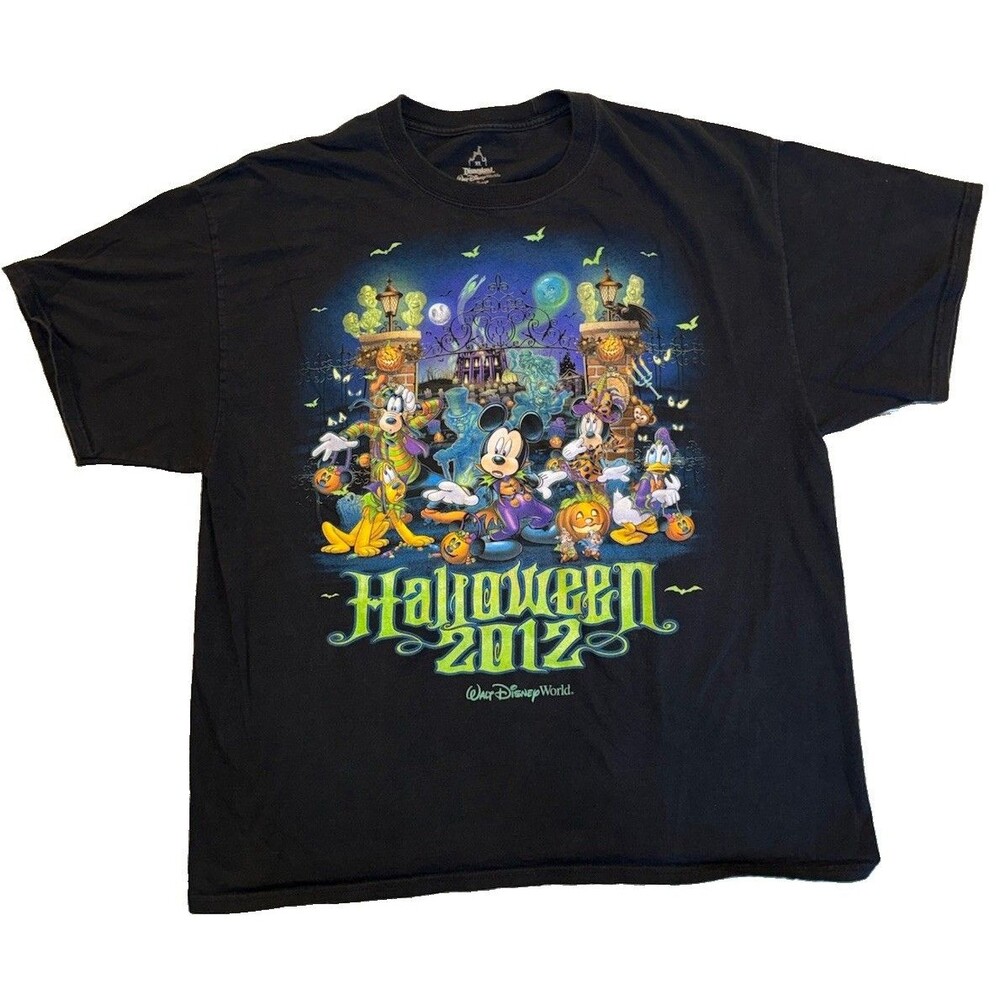 Disney World Halloween 2012 Haunted Mansion Glow In Dark Shirt XL Mickey Friends